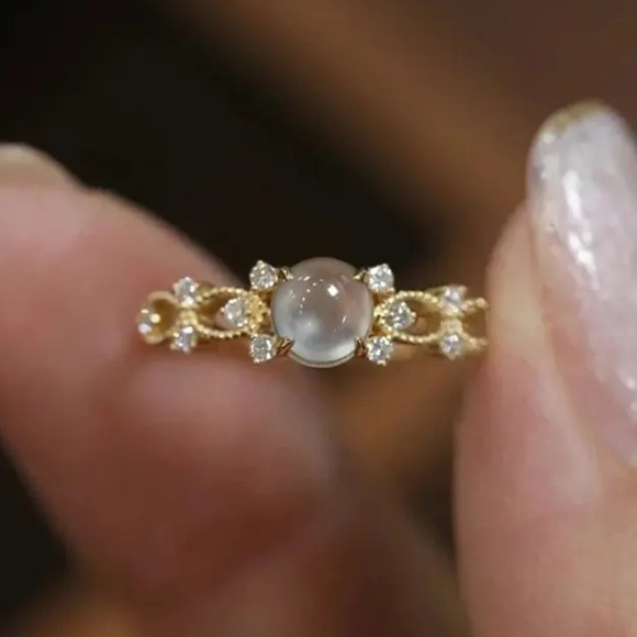 Dainty Opal & Crystal Ring - Picture 1 of 6